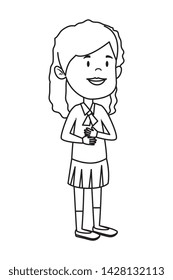 happy student girl comic character