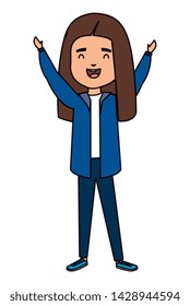 happy student girl comic character