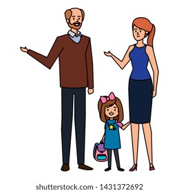 happy student girl with couple teachers