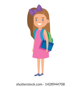 happy student girl with school bag and books
