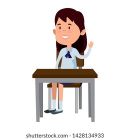 happy student girl seated in school desk