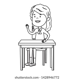 happy student girl seated in school desk