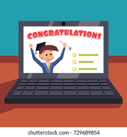 Happy student got the grade. Colorful positive illustration in cartoon style