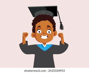 
Happy Student Graduating and Celebrating with Excitement vector Character. Excited over-achieving boy celebrating the end of school year
