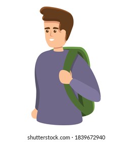 Icono de estudiante feliz. Caricatura del icono del feliz vector del estudiante para el diseño web aislado en fondo blanco