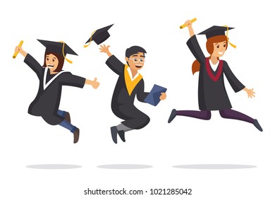 Happy Student Jumping in graduation ceremony party