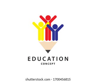 Happy student with pencil. Educations and logo concept.