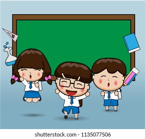 Happy students back to school