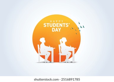 Happy students' day concept vector illustration background. Creative students' day vector education concept.