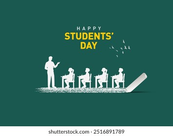 Happy students' day concept vector illustration background. Creative students' day vector education concept.