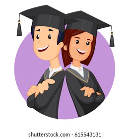 Boy Girl Holding Diploma Academic Gown Stock Vector (Royalty Free ...