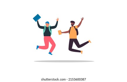 Happy Students Jumping Illustration Concept Stock Vector (Royalty Free ...