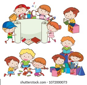 Happy Students Learning and Playing illustration