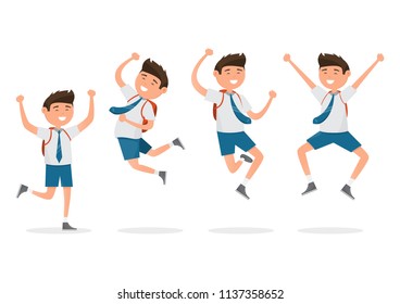 Happy students when back to school isolated on white background. education concept. vector illustration cartoon character
