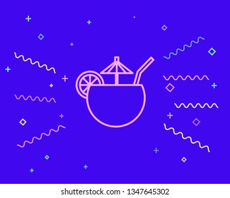 Happy style Cocktail vector icon with umbrella, alcohol symbol