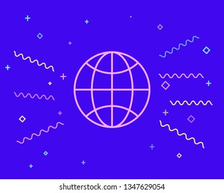 Happy style Globe icon vector. Planet illustration
