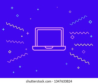 Happy style Laptop Icon. Computer symbol for your web site design