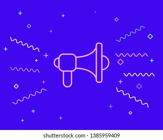 Happy style Megaphone, loudspeaker, mouthpiece symbol icon.