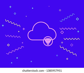 Happy style Online cloud icon. Cloud computing contour symbol.