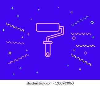 Happy style Paint roller icon. Paintbrus sign.