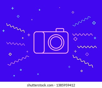 Happy style Photo camera icon. Symbol for your web site design