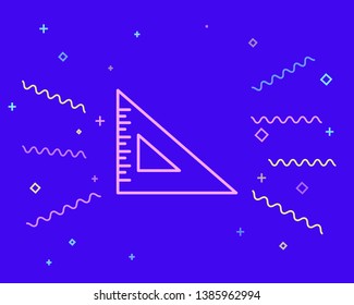 Happy style Ruler icon. Triangle ruler simple illustration.