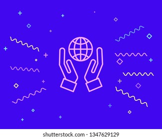 Happy style Save earth icon design. Save globe logo