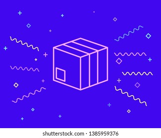 Happy style Shipping box icon. Logistics delivery sign. Parcels tracking symbol.