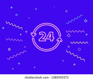 Happy style Twenty four hour icon. Time symbol