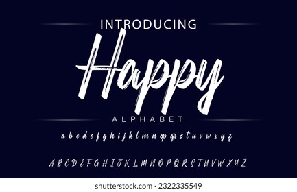 Happy Stylish brush painted an uppercase vector letters, alphabet, typeface.