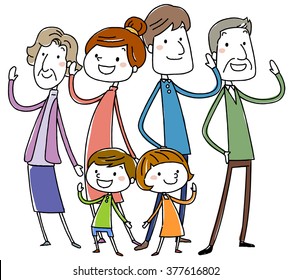 Happy stylish family.  Vector illustration