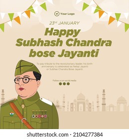 Happy subhash chandra bose jayanti banner design template.