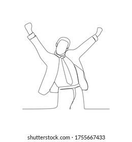 Happy succes man continuous line one line