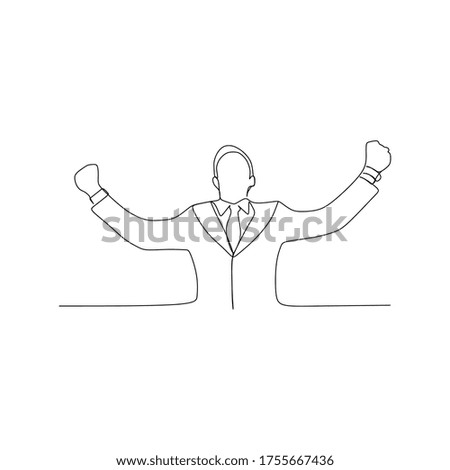 Happy succes man continuous line one line