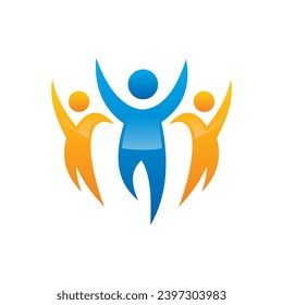 happy success teamwork vector logo