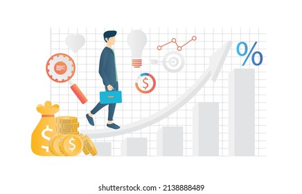 Happy and successful businessman isometric style illustration