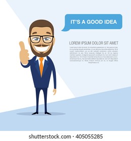 Happy successful businessman. Vector illustration