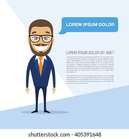 Happy successful businessman. Vector illustration