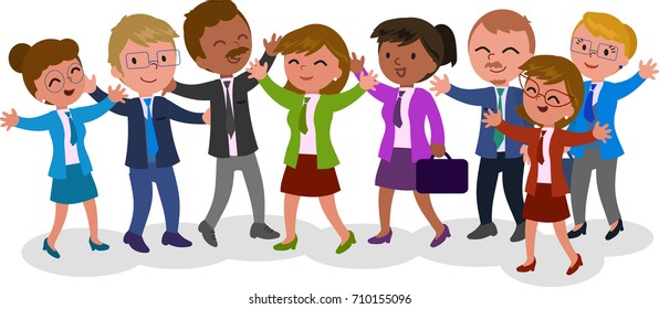 Happy successful exulting business people vector illustration