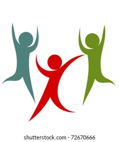 Happy successful team of people. Vector illustration