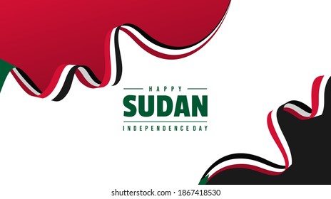 Happy Sudan Independence Day with Sudan flag Background design. Good template for Sudan National Day.