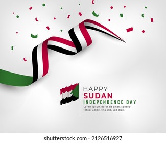 Happy Sudan Independence Day January 1st Celebration Vector Design Illustration. Template for Poster, Banner, Advertising, Greeting Card or Print Design Element