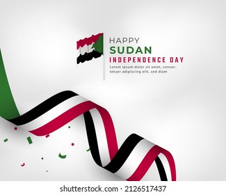 Happy Sudan Independence Day January 1st Celebration Vector Design Illustration. Template for Poster, Banner, Advertising, Greeting Card or Print Design Element