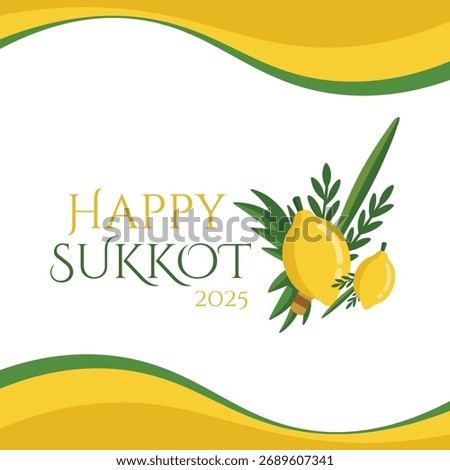 Happy Sukkot 2025 Vector Card with Lulav and Etrog Jewish Holiday Sukkot Greeting Card Illustration Modern Graphic Design for Sukkot Feast of Tabernacles
