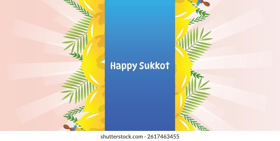 Happy Sukkot Jewish Holiday Celebration Background.