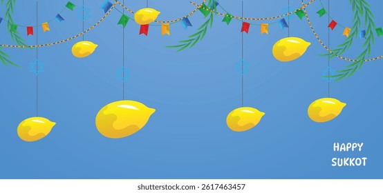 Happy Sukkot Jewish Holiday Celebration Background.