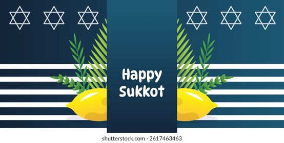 Happy Sukkot Jewish Holiday Celebration Background.