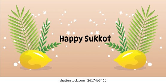 Happy Sukkot Jewish Holiday Celebration Background.