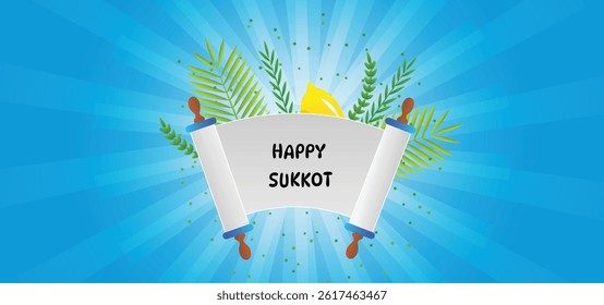 Happy Sukkot Jewish Holiday Celebration Background.
