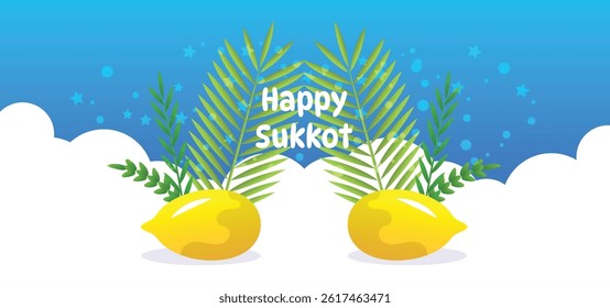 Happy Sukkot Jewish Holiday Celebration Background.